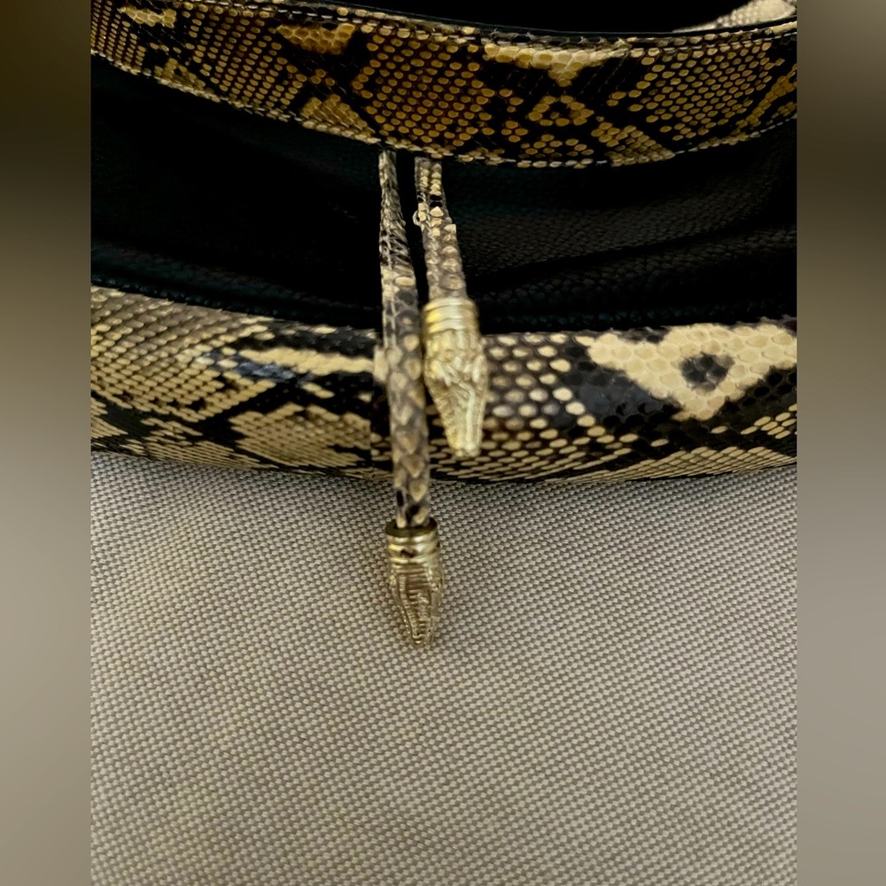 Barry Kieselstein-Cord bag w/ snake skin trim, pony hair flap, alligator metals - Picture 4 of 6